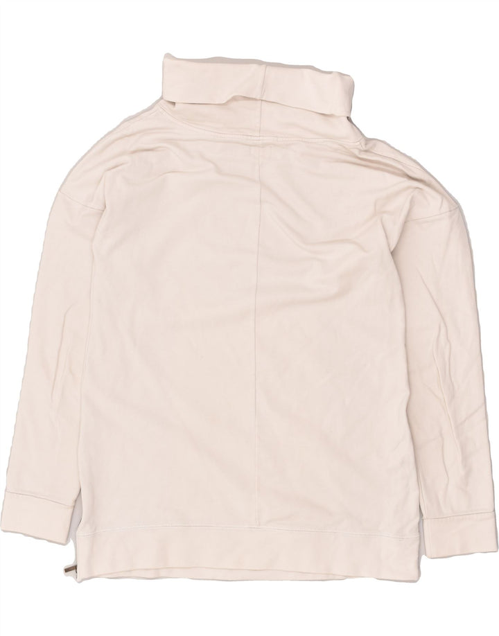 CONVERSE Womens Graphic Roll Neck Sweatshirt Jumper UK 14 Large Off White | Vintage Converse | Thrift | Second-Hand Converse | Used Clothing | Messina Hembry 