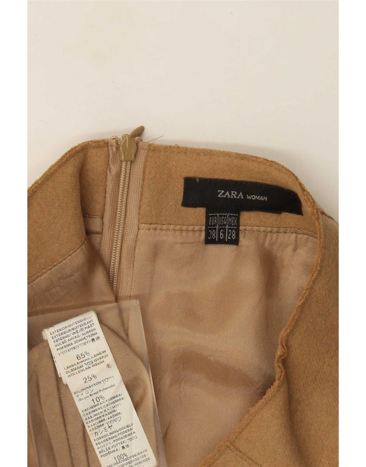 Zara Womens A-Line Skirt EU 38 Small W28 Brown Wool