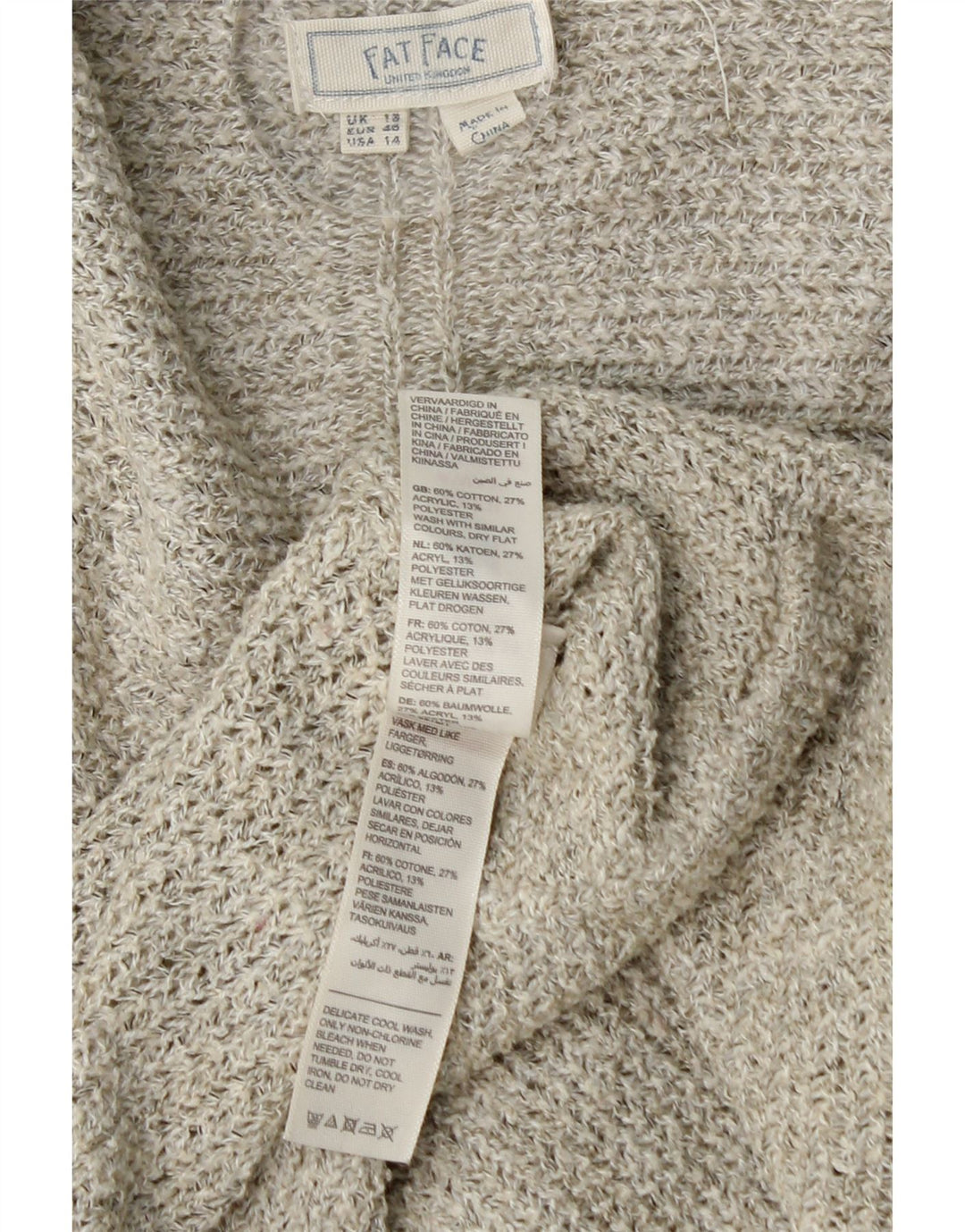 FAT FACE Womens Open Cardigan Sweater UK 18 XL Grey Cotton