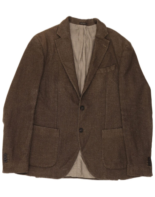 Massimo Dutti Mens 2 Button Blazer Jacket EU 50 Medium Brown Wool