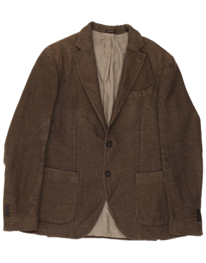 Massimo Dutti Mens 2 Button Blazer Jacket EU 50 Medium Brown Wool