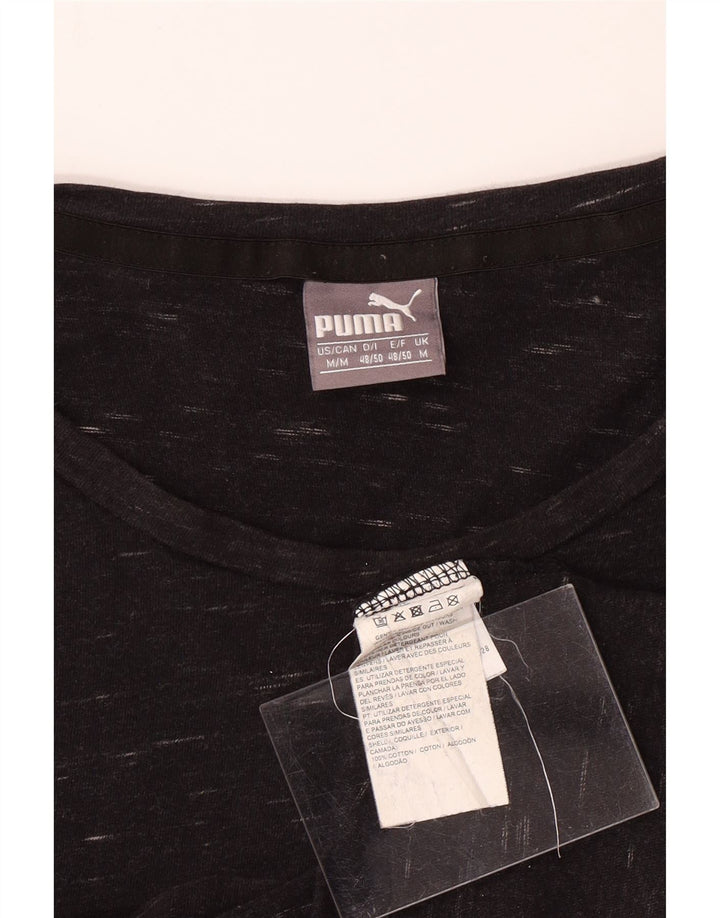 PUMA Womens T-Shirt Top UK 14 Medium Black Flecked Cotton Vintage Puma and Second-Hand Puma from Messina Hembry 