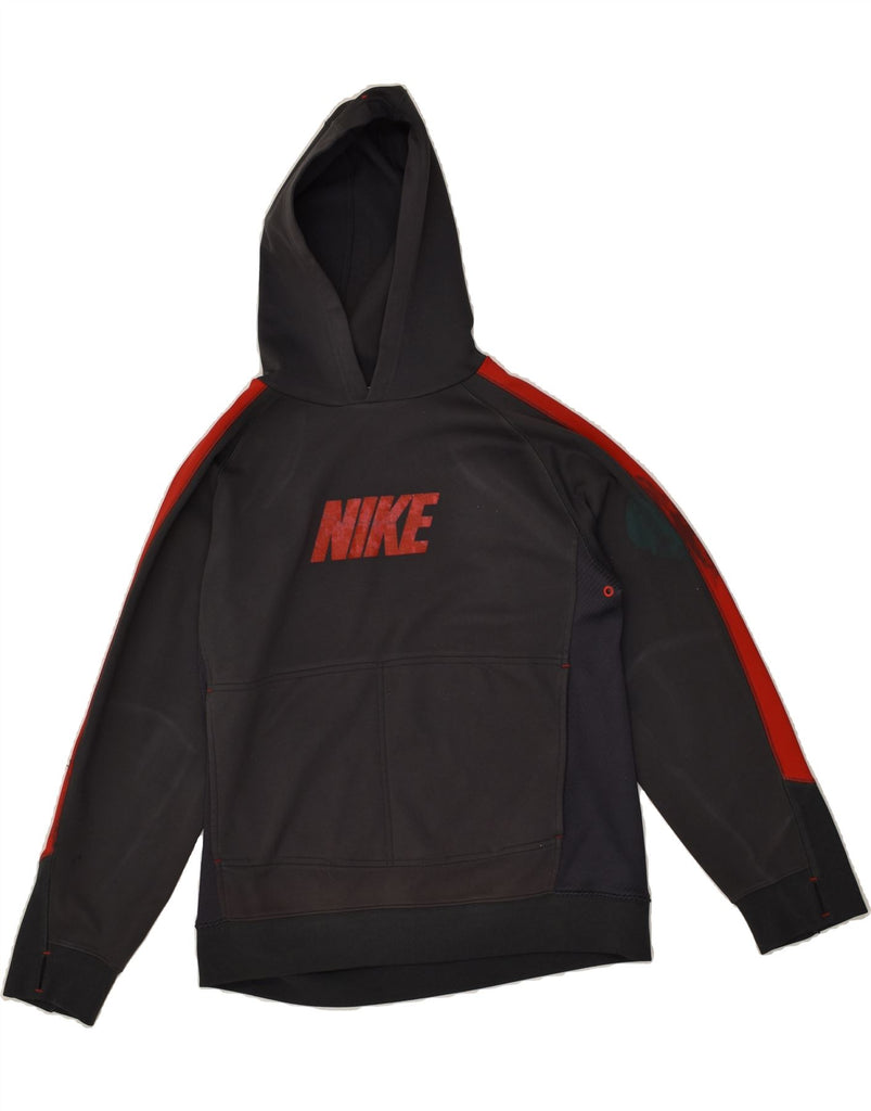 NIKE Boys Graphic Hoodie Jumper 12-13 Years Large Black Polyester | Vintage Nike | Thrift | Second-Hand Nike | Used Clothing | Messina Hembry 