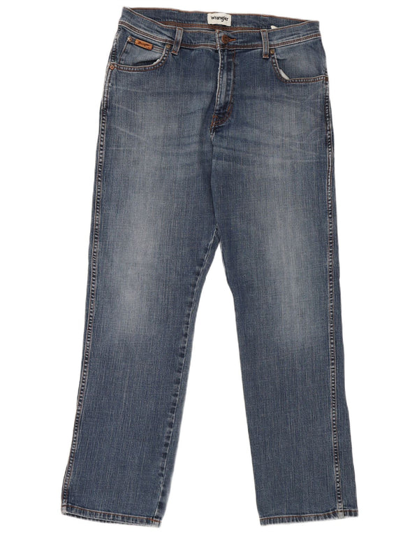 Wrangler Mens Straight Jeans W34 L32 Blue Cotton