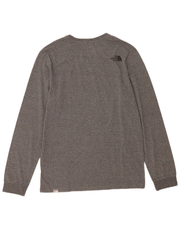 The North Face Mens Top Long Sleeve Small Grey Flecked Cotton