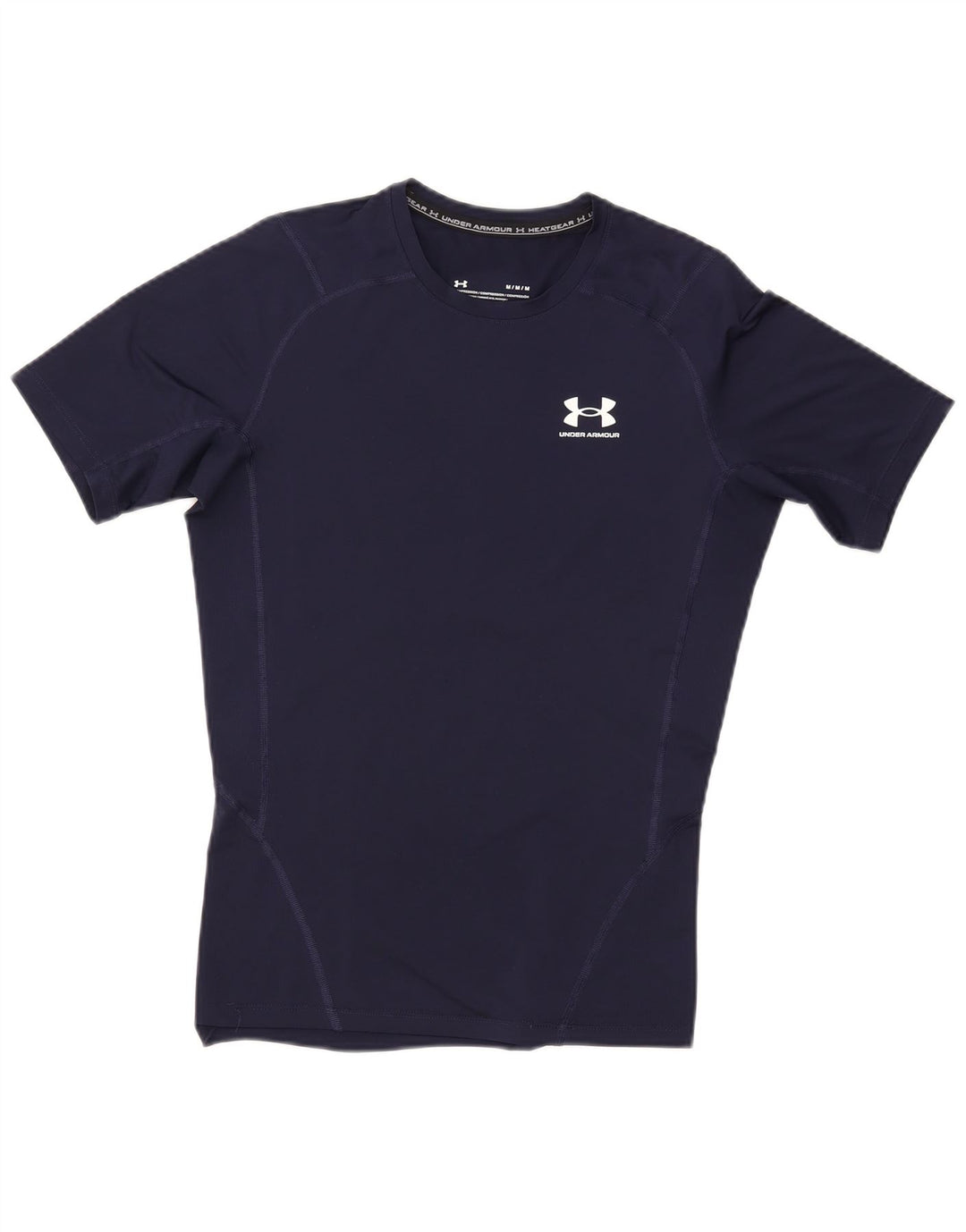 UNDER ARMOUR Mens Heat Gear T-Shirt Top Medium Navy Blue Synthetic