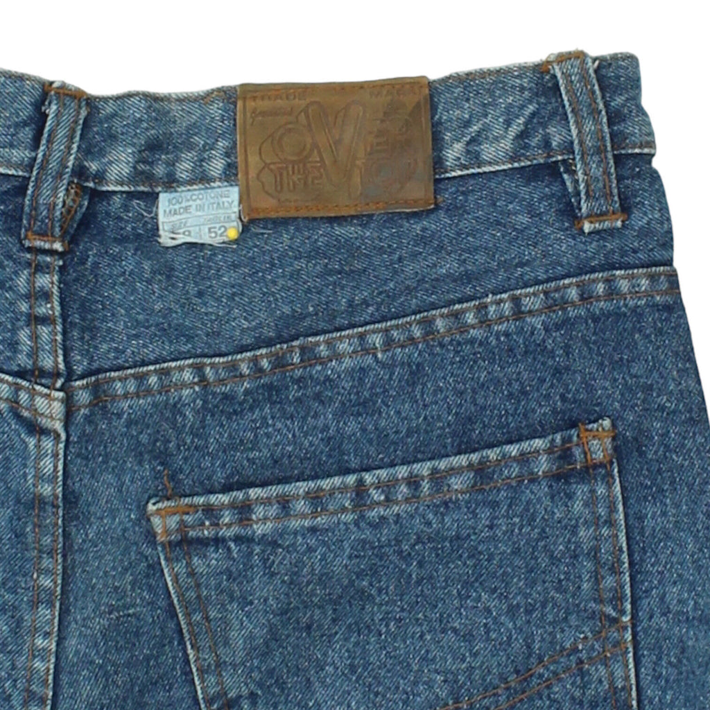 Over The Top Mens Blue Wide Leg Tapered Jeans | Vintage Designer Denim VTG | Vintage Messina Hembry | Thrift | Second-Hand Messina Hembry | Used Clothing | Messina Hembry 