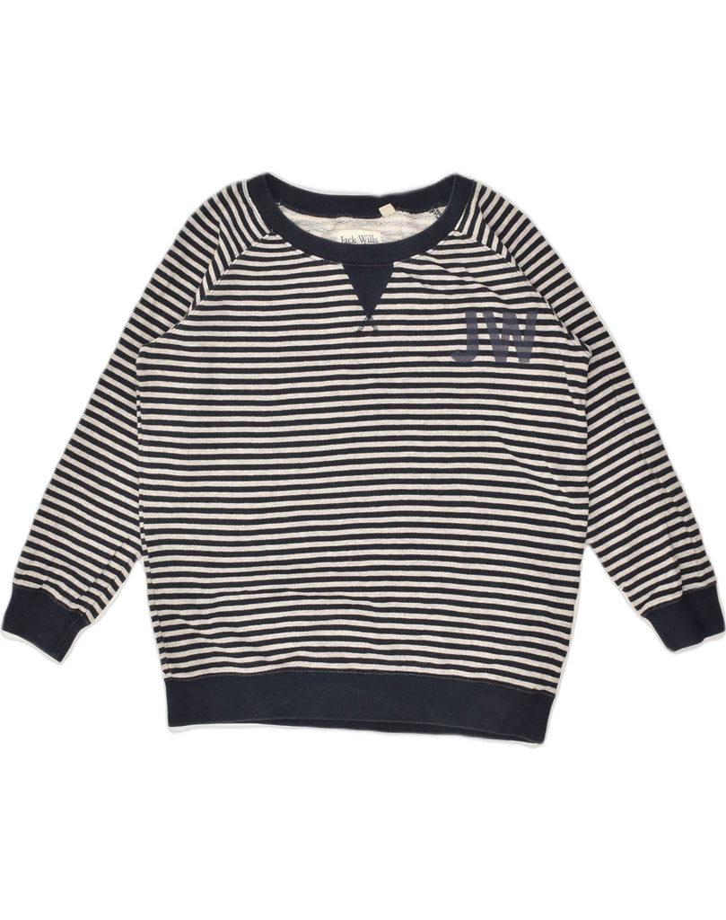 JACK WILLS Womens Sweatshirt Jumper UK 12 Medium  Navy Blue Striped Cotton | Vintage Jack Wills | Thrift | Second-Hand Jack Wills | Used Clothing | Messina Hembry 