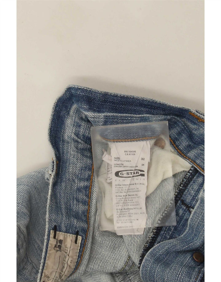 G-Star Mens Distressed Straight Jeans W32 L34 Blue Cotton
