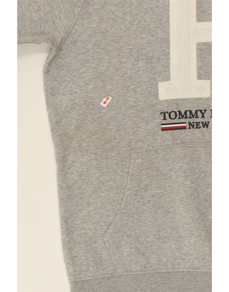 TOMMY HILFIGER Mens Graphic Hoodie Jumper Large Grey Cotton | Vintage Tommy Hilfiger | Thrift | Second-Hand Tommy Hilfiger | Used Clothing | Messina Hembry 