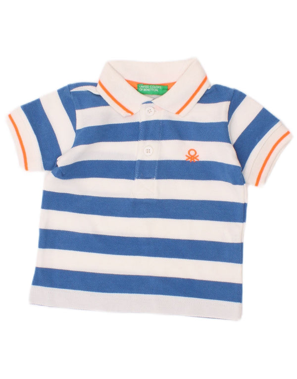 Benetton Baby Boys Polo Shirt 3-6 Months Blue Striped Cotton