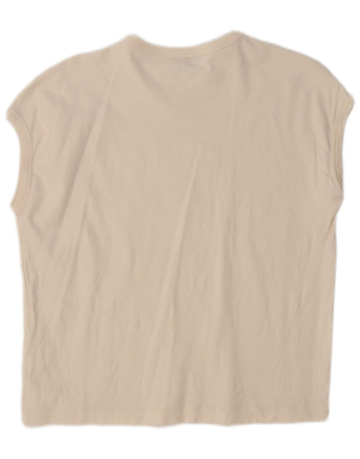 Massimo Dutti Womens T-Shirt Top UK 14 Medium Beige