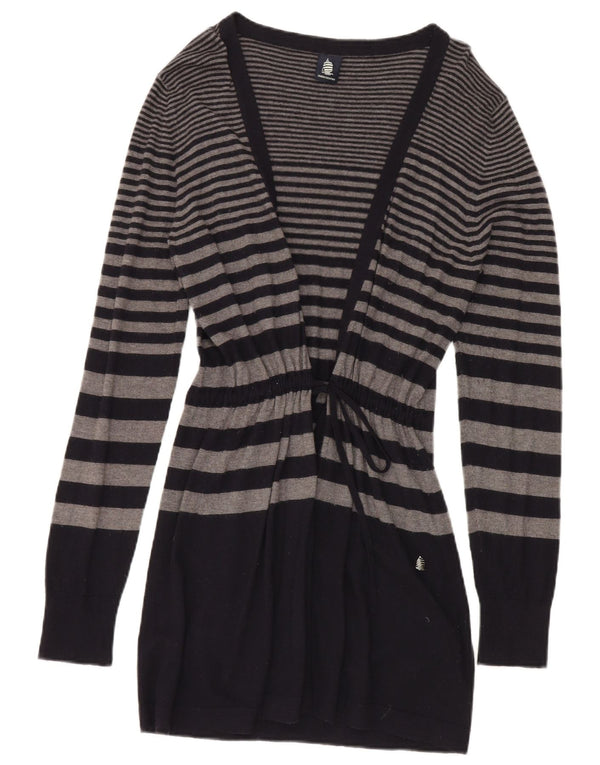 Marina Yachting Womens Longline Cardigan Sweater UK 14 Large Black Striped
