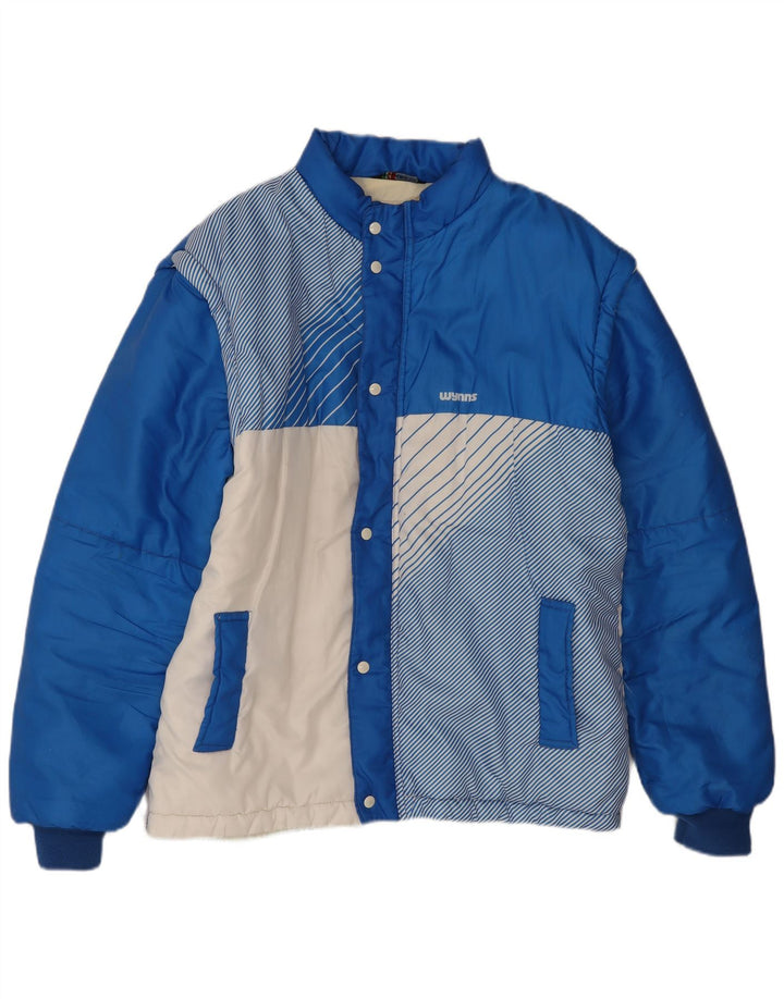 Vintage Mens Padded Jacket UK 42 XL Blue Colourblock