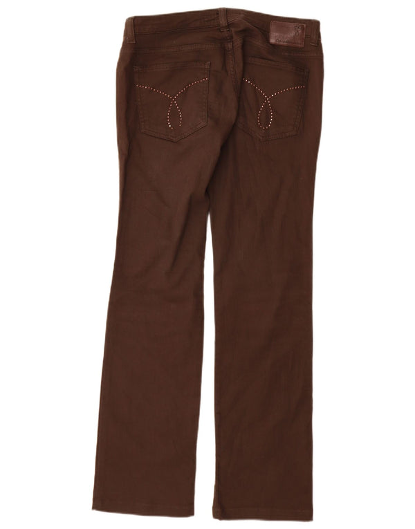 Calvin Klein Womens Straight Casual Trousers W28 L31 Brown Cotton