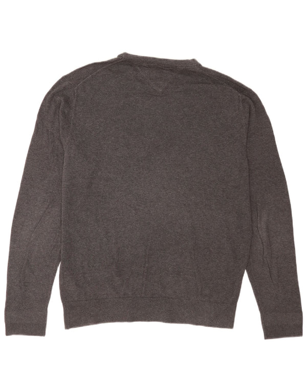 Tommy Hilfiger Mens Crew Neck Jumper Sweater Large Grey Cotton