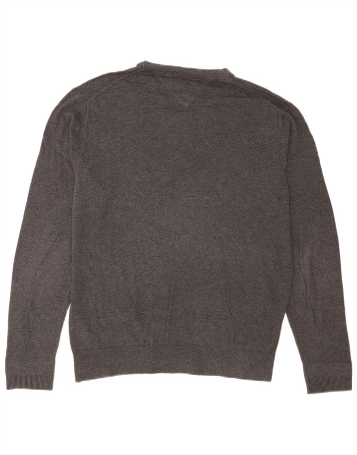 Tommy Hilfiger Mens Crew Neck Jumper Sweater Large Grey Cotton