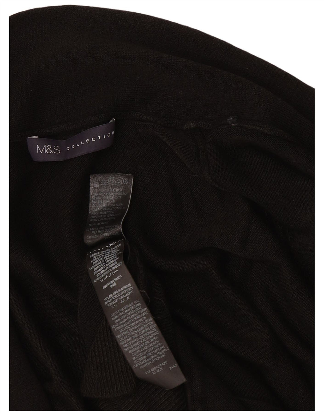 Marks & Spencer Womens Open Cardigan Sweater UK 12 Medium Black Acrylic