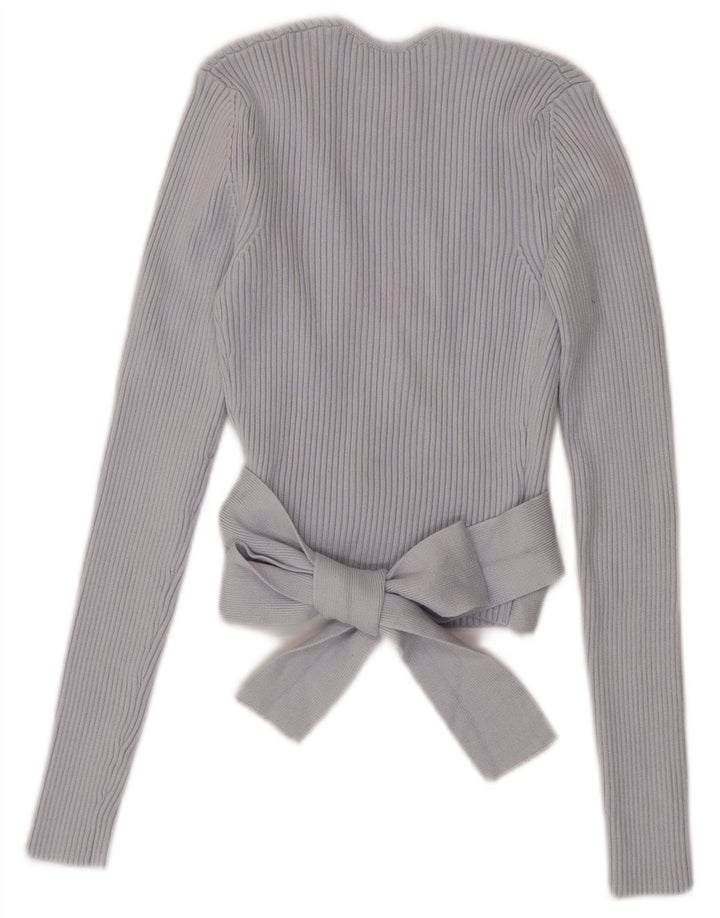 Zara Womens Crop Wrap Cardigan Top UK 8 Small Blue