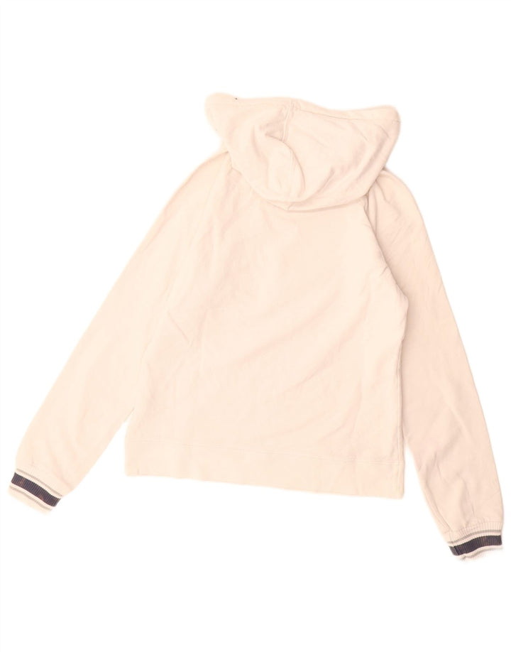 CONVERSE Womens Graphic Hoodie Jumper UK 12 Medium White Cotton