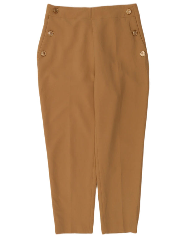 Zara Womens High Waist Tapered Chino Trousers Large W30 L27 Brown