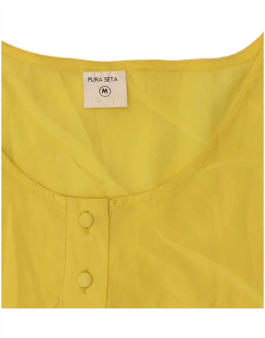 Vintage Womens Sleeveless Blouse Top UK 12 Medium Yellow Silk