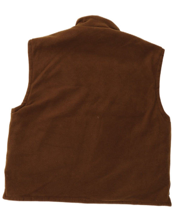 Vintage Mens Reversible Fleece Gilet UK 46 3XL Brown Camouflage Polyester