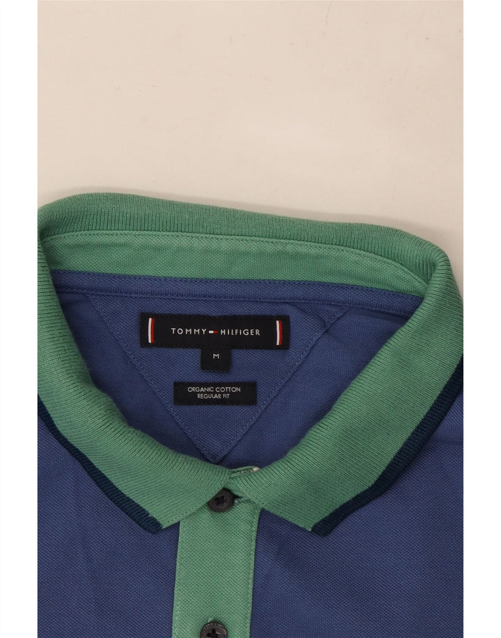 TOMMY HILFIGER Mens Regular Fit Polo Shirt Medium Blue Cotton