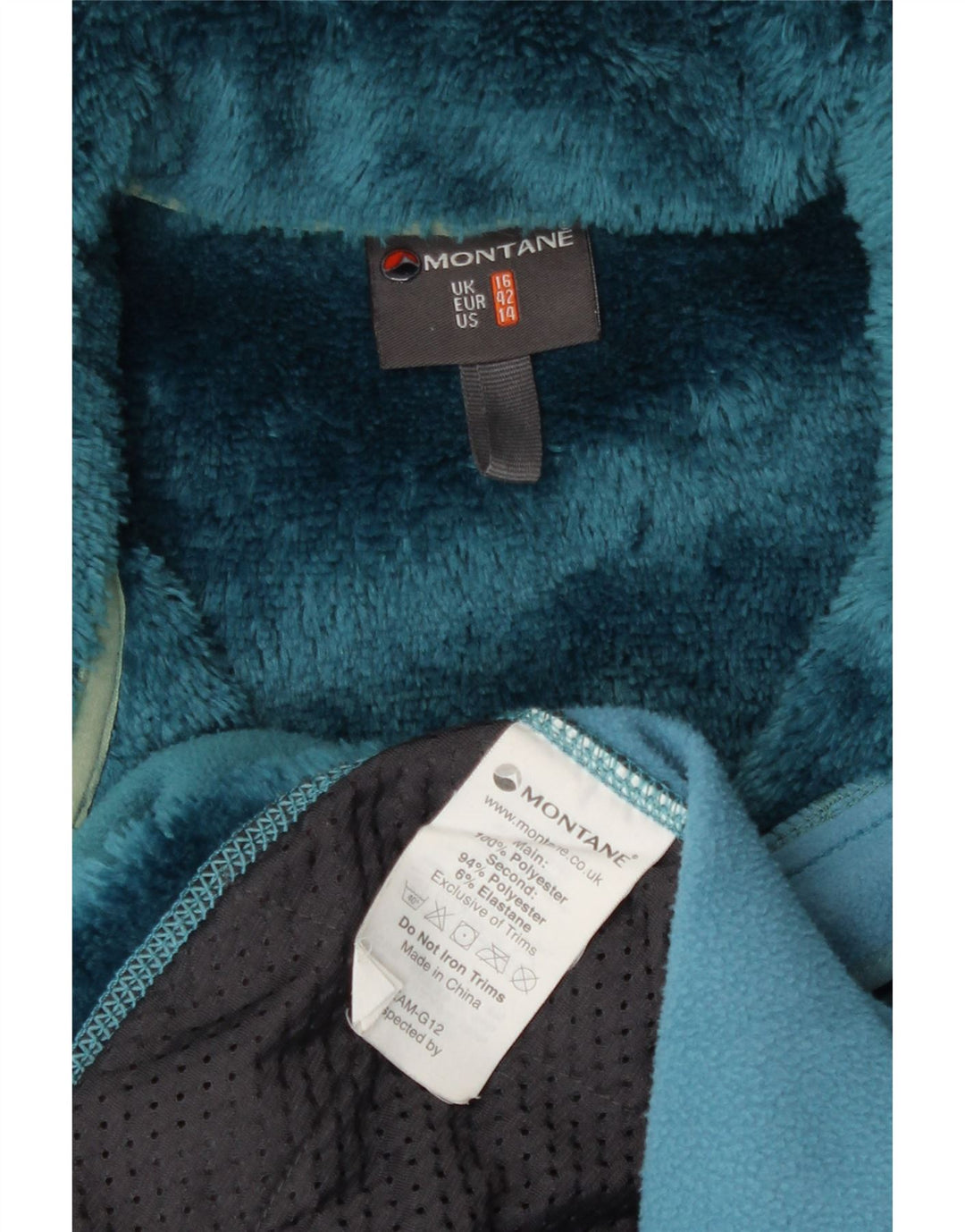 Montane Womens Fleece Jacket UK 16 Large Blue Colourblock Polyester
