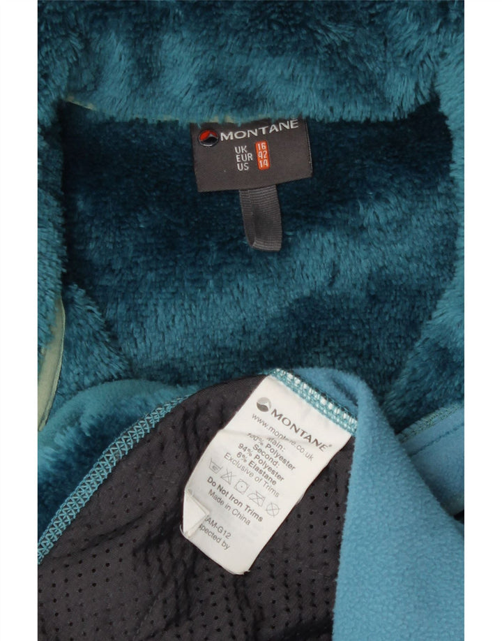 Montane Womens Fleece Jacket UK 16 Large Blue Colourblock Polyester