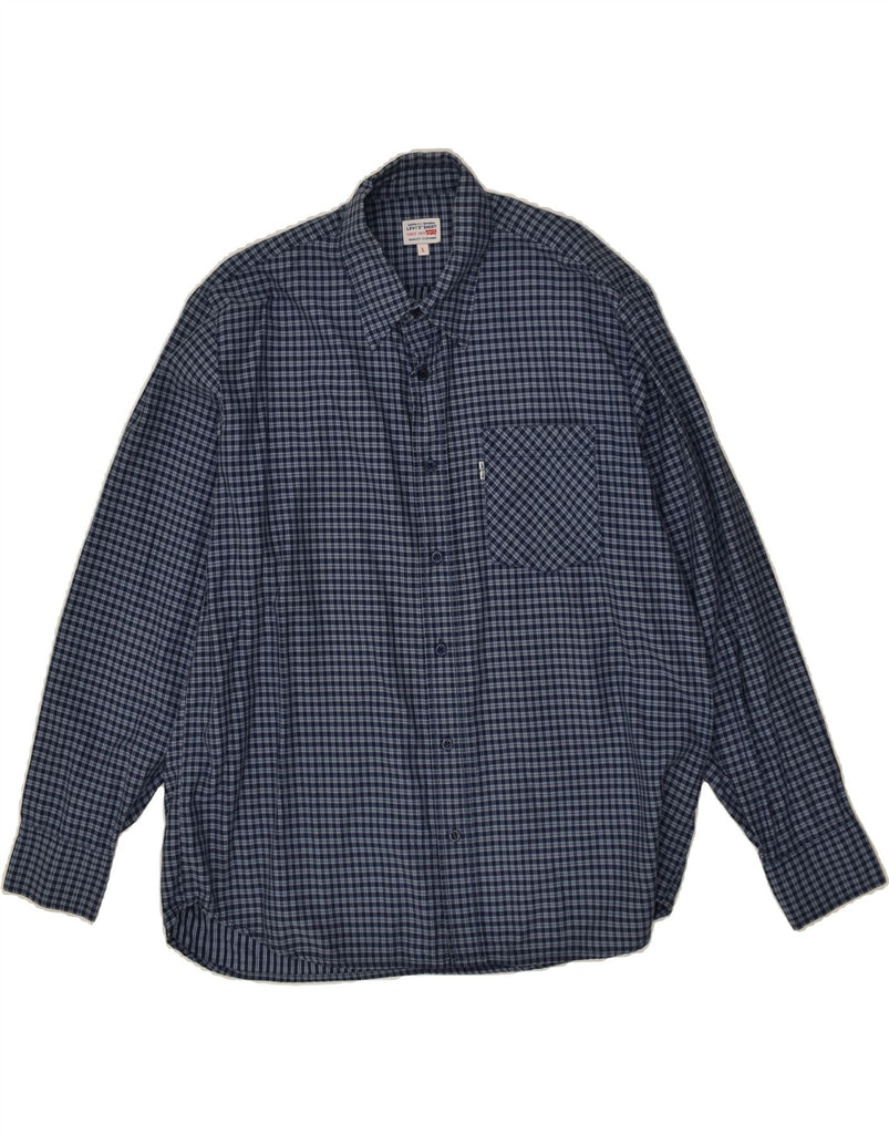 LEVI'S Mens Shirt Large Navy Blue Check Cotton | Vintage Levi's | Thrift | Second-Hand Levi's | Used Clothing | Messina Hembry 