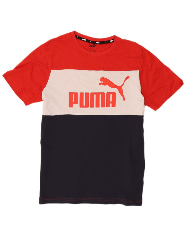 Puma Mens Graphic T-Shirt Top Small Multicoloured Colourblock Cotton