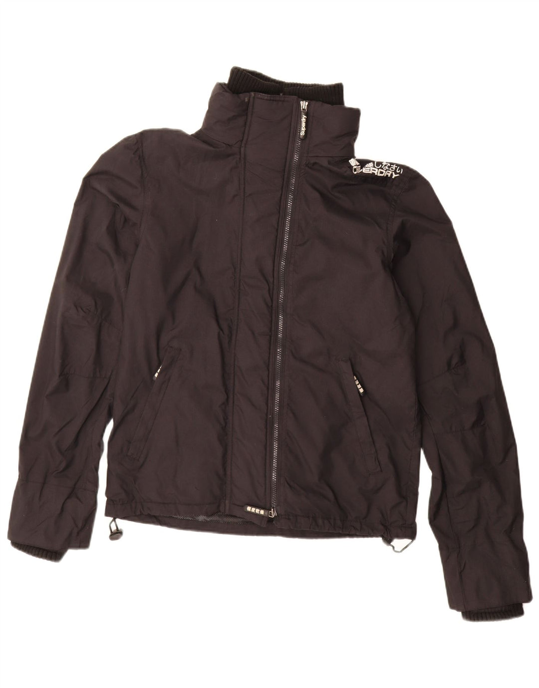 Superdry Mens Graphic Rain Jacket UK 36 Small Black Nylon