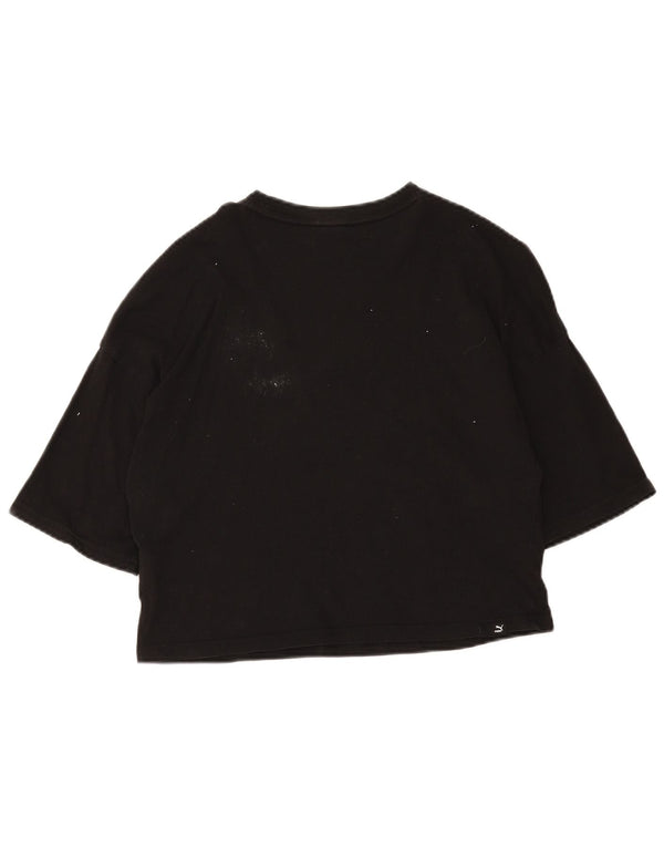 Puma Womens Crop Graphic T-Shirt Top UK 10 Small Black Cotton