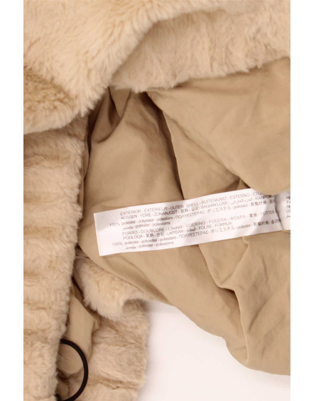 Zara Womens Teddy Bear Oversized Hoodie Jumper UK 14 Medium Beige Polyester