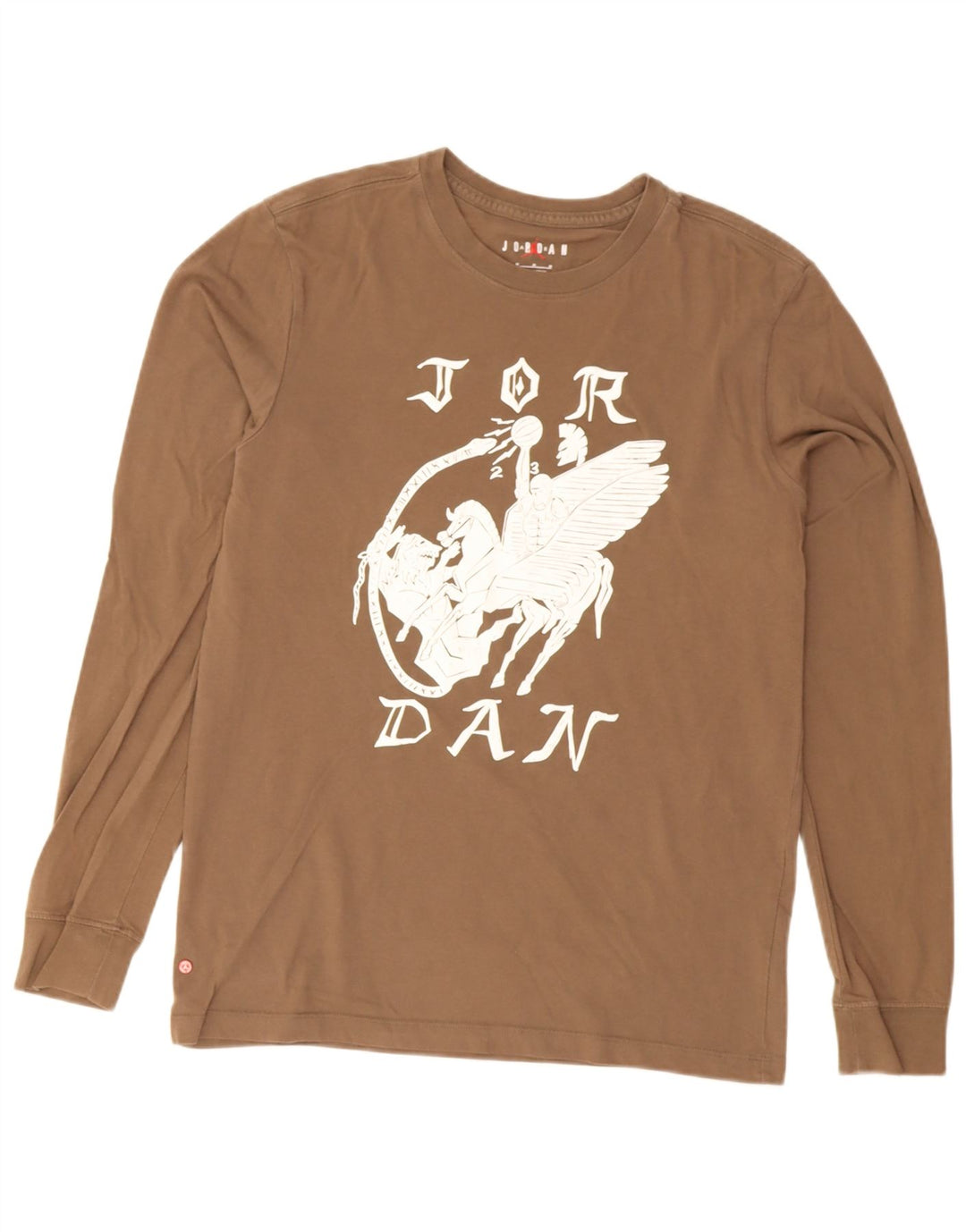 Jordan Mens Graphic Top Long Sleeve Medium Brown Cotton