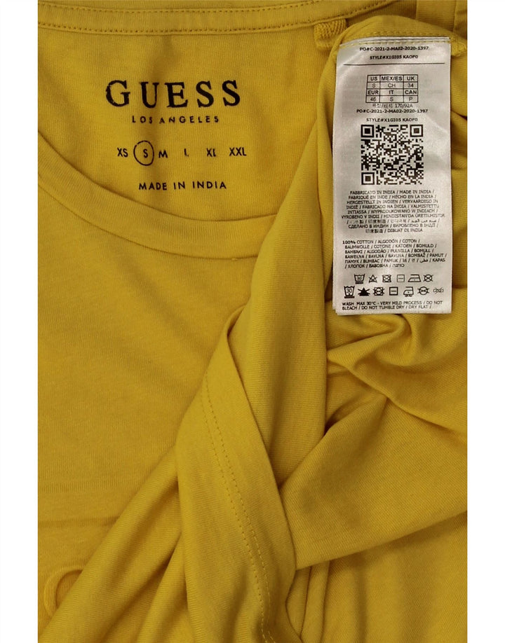 Guess Mens Graphic T-Shirt Top Small Yellow Cotton