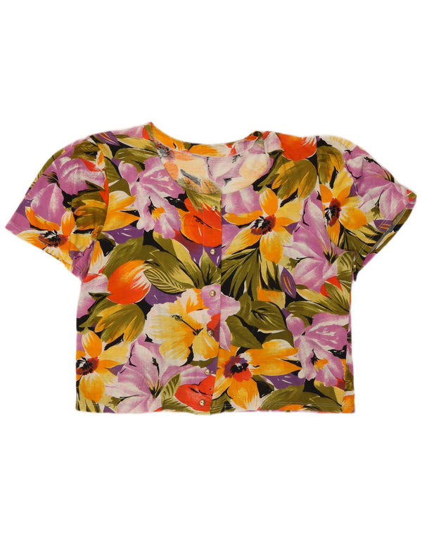 Vintage Womens Short Sleeve Shirt Blouse UK 16 Large Multicoloured Floral