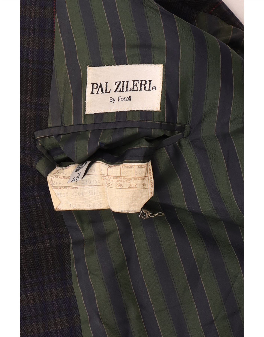 Pal Zileri Mens Double Breasted Blazer Jacket IT 50 Large Navy Blue Check