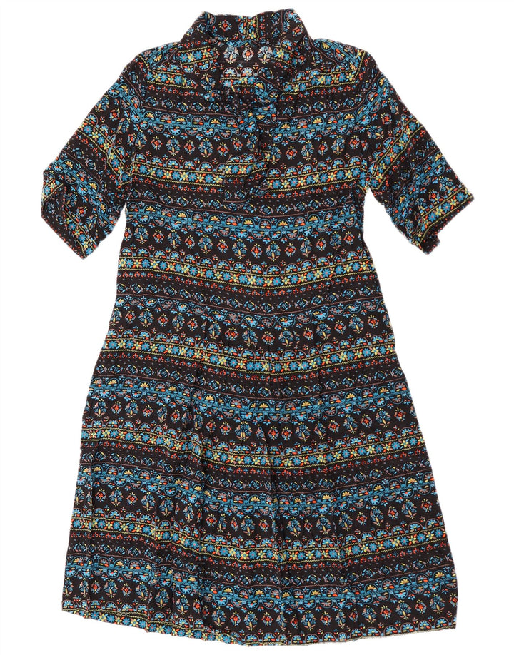 Vintage Womens Front Tie A-Line Dress UK 14 Medium Multicoloured Floral