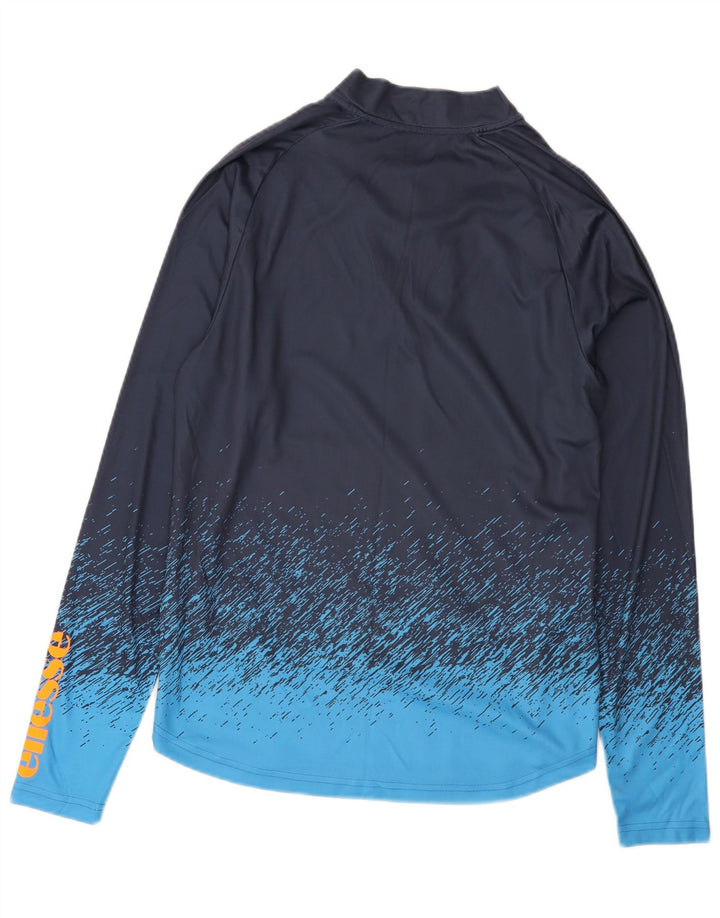 Ellesse Mens Zip Neck Pullover Tracksuit Top Medium Navy Blue Colourblock