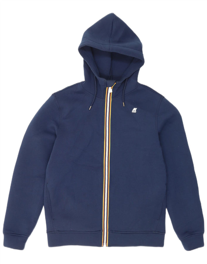 K-Way Mens Zip Hoodie Sweater Medium Navy Blue Polyester