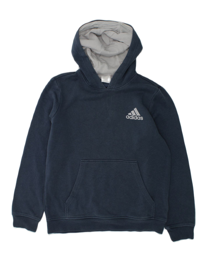 ADIDAS Boys Hoodie Jumper 11-12 Years Navy Blue Cotton | Vintage Adidas | Thrift | Second-Hand Adidas | Used Clothing | Messina Hembry 