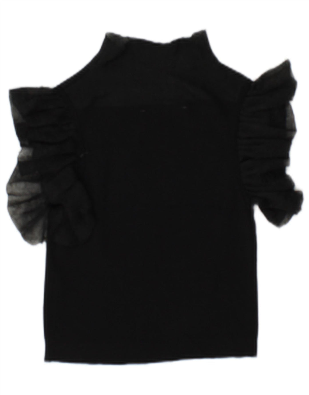 Zara Womens See Through Blouse Top UK 10 Small Black Viscose