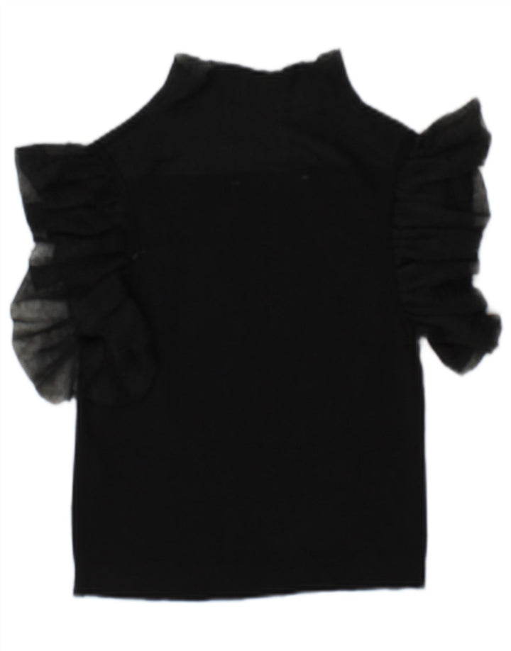 Zara Womens See Through Blouse Top UK 10 Small Black Viscose