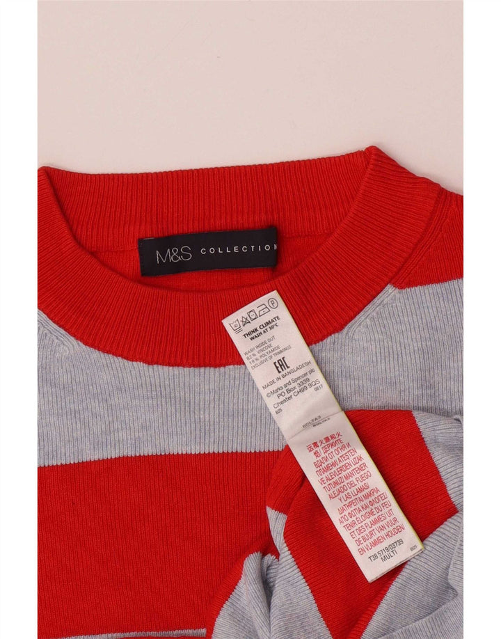 Marks & Spencer Womens Top Long Sleeve UK 10 Small Multicoloured Striped