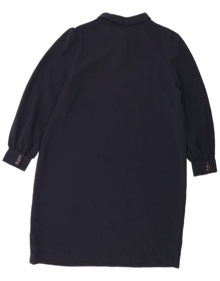 Marks & Spencer Womens Long Sleeve Shift Dress UK 18 XL Navy Blue Polyester