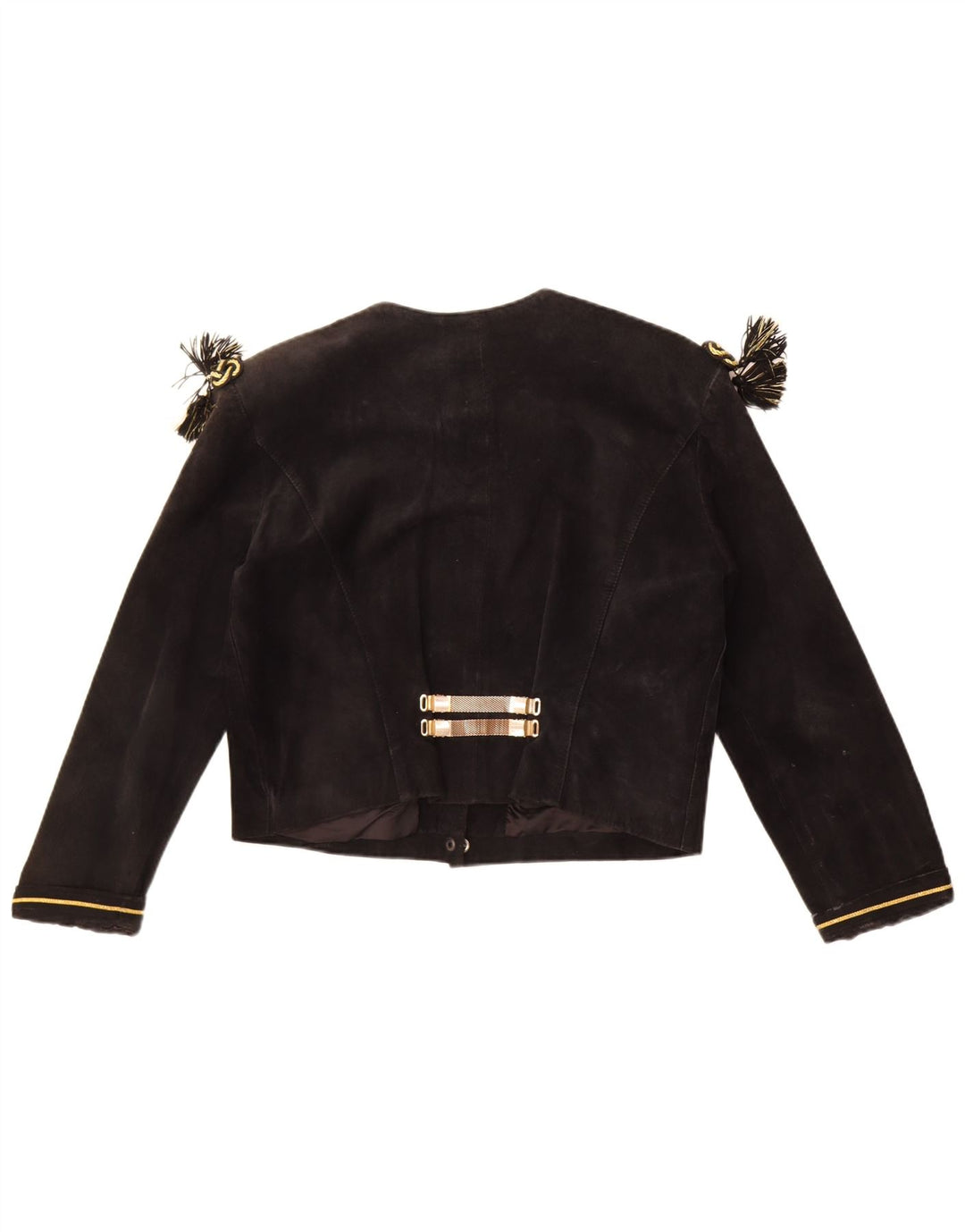Joy Womens Crop Suede Jacket EU 40 Medium Black Leather