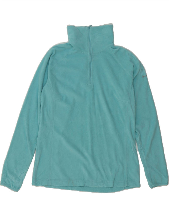 COLUMBIA Womens Zip Neck Fleece Jumper UK 16 Large Turquoise Polyester Vintage Columbia and Second-Hand Columbia from Messina Hembry 