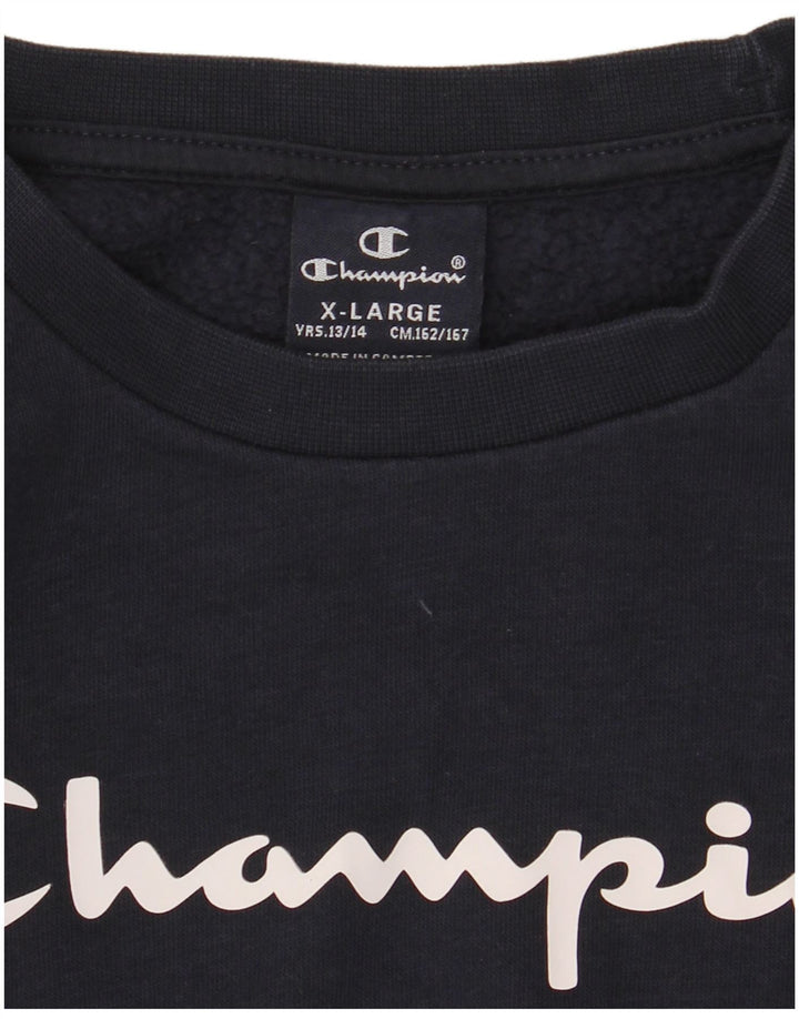 Champion Boys Graphic Sweatshirt Jumper 13-14 Years XL Navy Blue